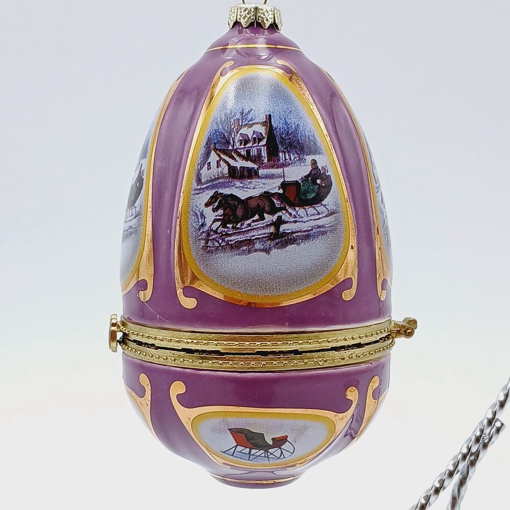 Mr. Christmas Musical Egg Valerie Parr Hill PURPLE Trinket Box Ornament Vtg